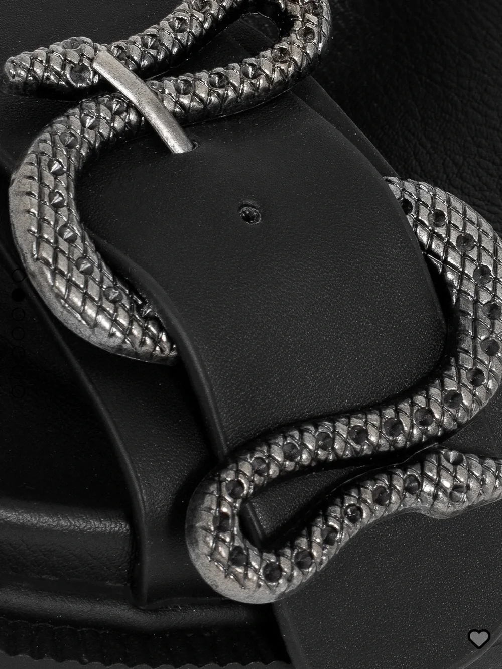 Disturbia Black Slide Sandal with Snake Buckles
